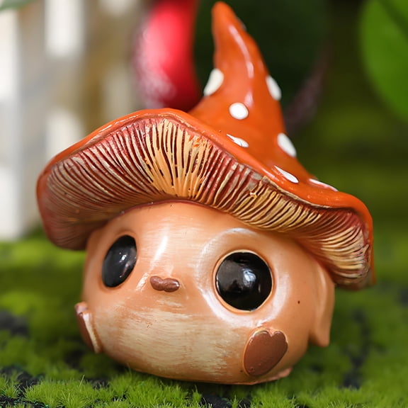 Fairy Garden Figurine Mushroom Garden Statues for Outside, Cute Decor for Home Desk Shelf, Mushroom Gifts for Women Gardener Plant Lovers