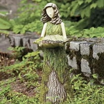 Fairy Garden Figurines, Resin Bird Feeder Fairy Statue, Angel Holding Bird Feeder for Outdoor Lawn, Yard & Patio Ornament.