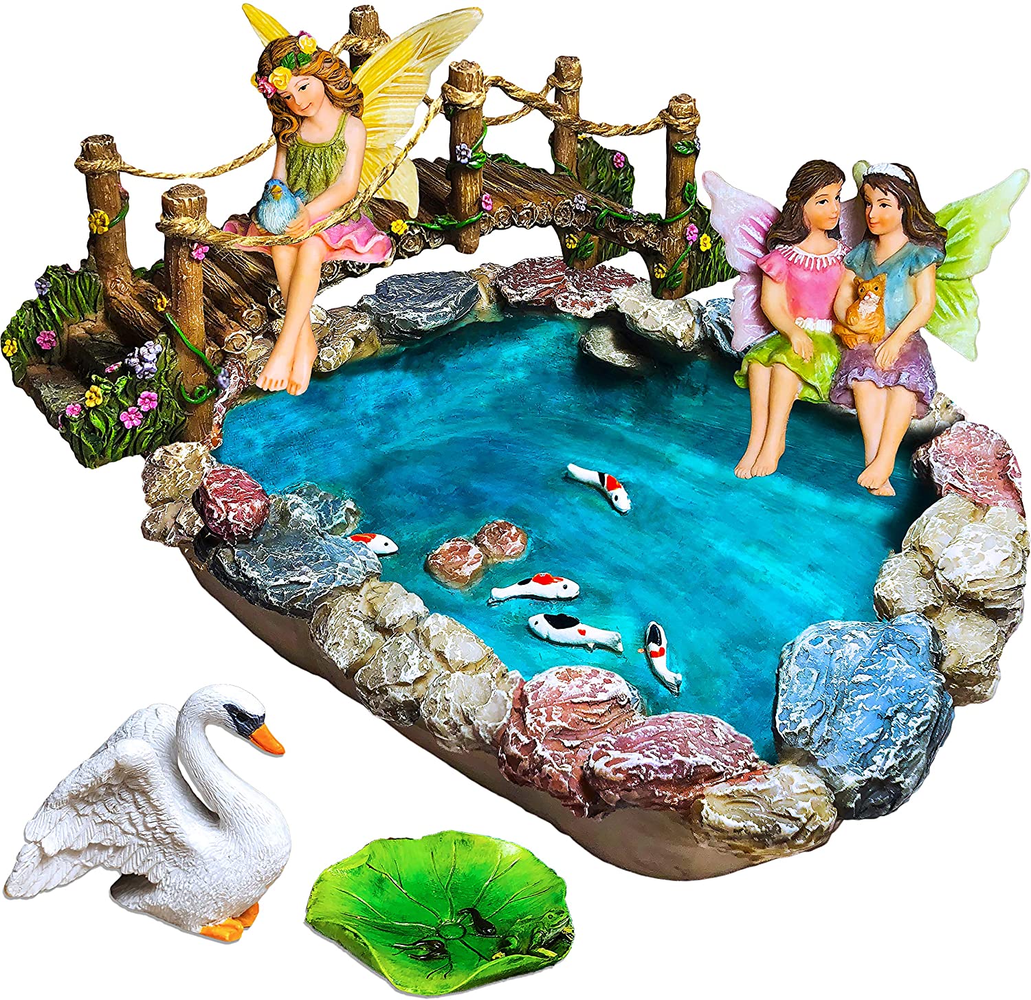 Miniatures D'étang Féerique En Résine - Grenouille, Tortue, Canard - Décoration Jardin Miniature DIY