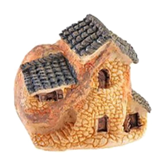 Fairy Garden House, Rustic Thatched Miniature Stone Hut for Outdoor Terrarium Decor, Fairy Garden Decor Accessory, 1 Piece Small Figurine