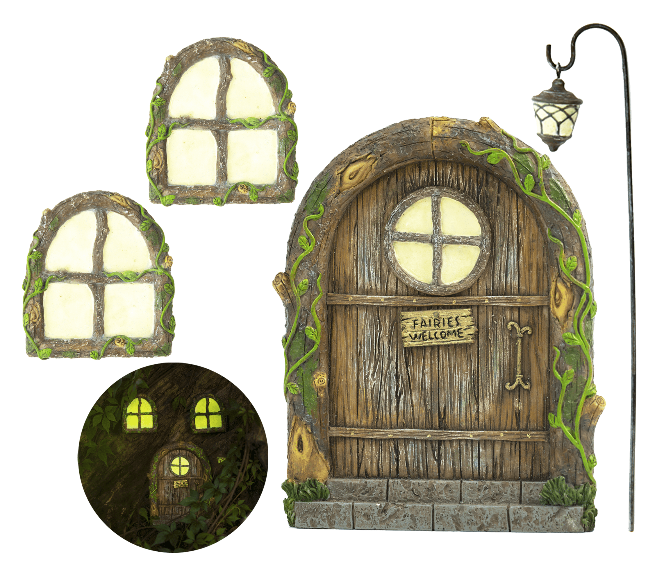 Weather Resistant Painted Fairy Door and Windows for Trees
