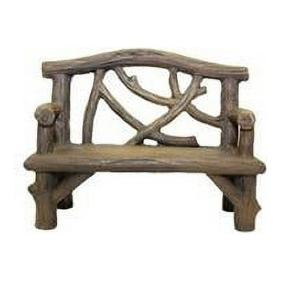 Fairy Garden Outdoor Decor - Log Bench With Arms
