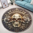 thumbnail image 1 of Fairy Garden Round Area Rug, whimsical mushroom forest circle carpet for kids room or reading corner, soft washable non-slip floor mat, storybook cottage décor, 1 of 6