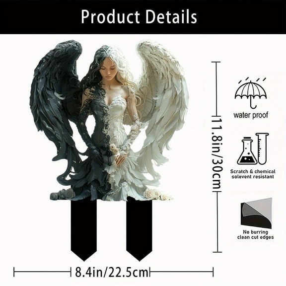 Fairy Garden Stake Decor, 2D Acrylic Bohemian Garden Pile Decoration, Pretty Cool Angel Fairies and Hummingbirds Stake, Outdoor Decorative Acrylic Garden Pile for Lawn Pot Plants