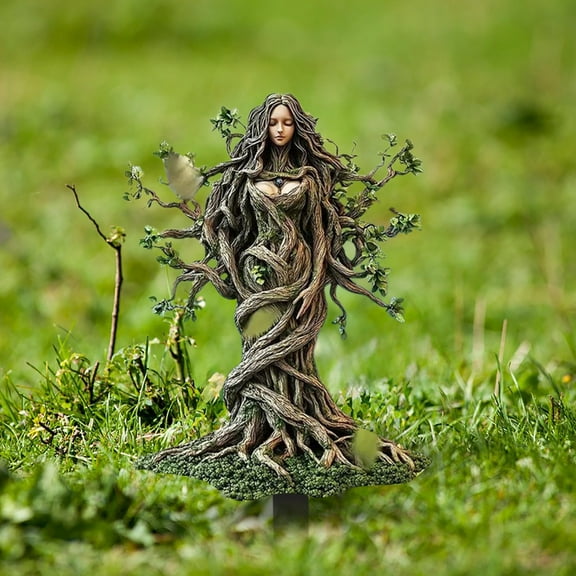 Fairy Garden Stakes Flat Decor, Acrylic 2D Elf Stakes for Flower Pot, Garden Ground Insert Fairy Garden Accessories Tree Man Elf Statue Ornaments for Pot Yard Lawn Decor