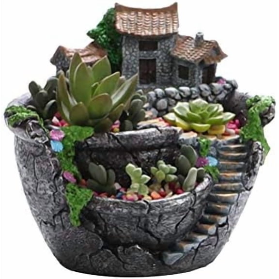 Fairy Garden Succulent Planter, Silver Indoor Flower Pot