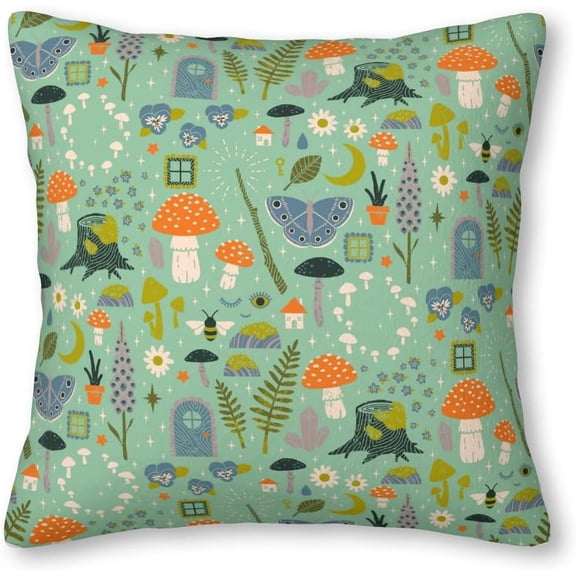 Fairy Garden Velvet Throw Pillow Covers Sofa Pillowcase Car Square Throw Pillowcases Home Decoration 18x18Inch