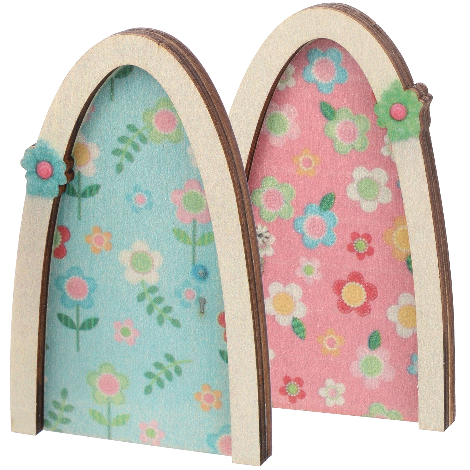 Fairy Gate Elf House Doors Small Dollhouse Furniture Model Wood Trim
