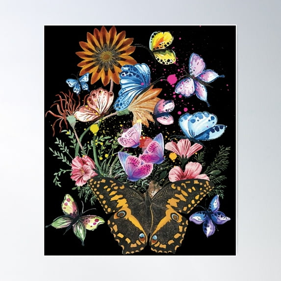 Fairy Grunge Fairycore Aesthetic Cottagecore Goth Butterfly Poster Wall Art, Modern Wall Decor For Living Room Bedroom, 8x12 UNFRAMED