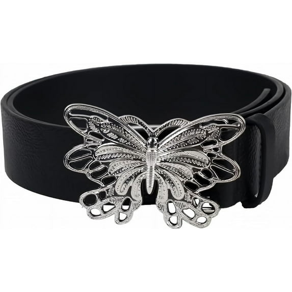 Fairy Grunge Leather Belts Y2K Women Butterfly Fairycore Punk Goth Buckle Grommet Waist Belt Accessories