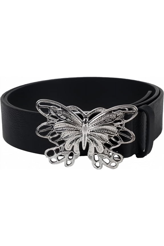 Fairy Grunge Leather Belts Y2K Women Butterfly Fairycore Punk Goth Buckle Grommet Waist Belt Accessories