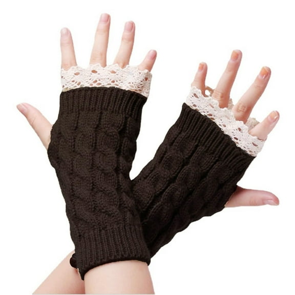 Fairy Grunge Mittens Cottagecore Lace Crochet Gloves Emo Therian Y2k Accessories Ripped Distressed Mitten(Coffee)