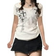 thumbnail image 1 of Fairy Grunge Y2k Shirts Vintage Graphic Print Aesthetic Crop Tops 90s E Girls Slim Fit Fairycore Tees, 1 of 4