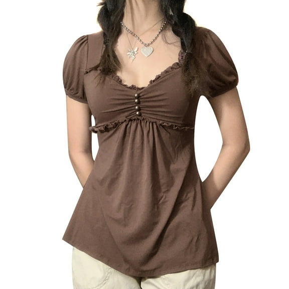 Fairy Grunge Y2k Shirts Vintage Graphic Print Aesthetic Crop Tops Short Sleeve 90s E Girls Slim Fit Summer Tees