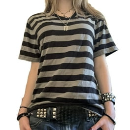 Grunge Top 2000s Aesthetic Women Striped Long Sleeve T