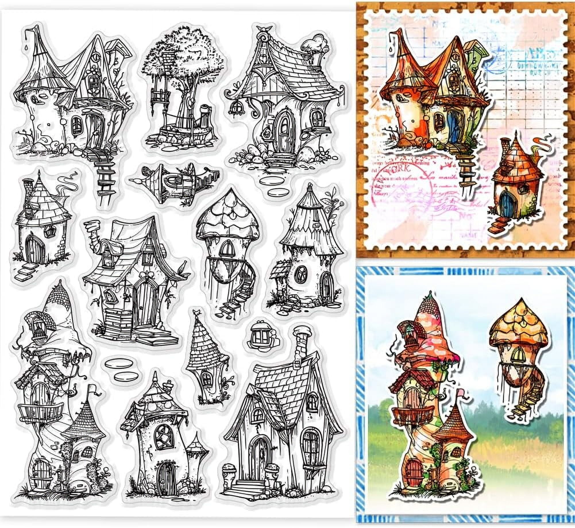 Fairy House Clear Stamps for DIY Cards Making Tree House Clear Stamp ...
