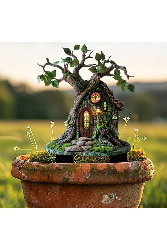 Fairy House - Fairy Garden Miniature Tree House - 8.3*11.8 Inch Tall Outdoor Decor for Fairies Figurines Christmas Gifts Of The Day