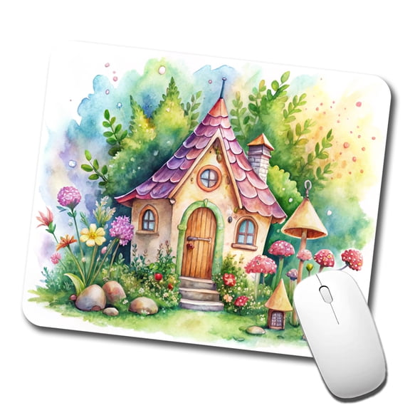 Fairy House Watercolor Adorable Mouse Pad Low Profile Gaming Mat