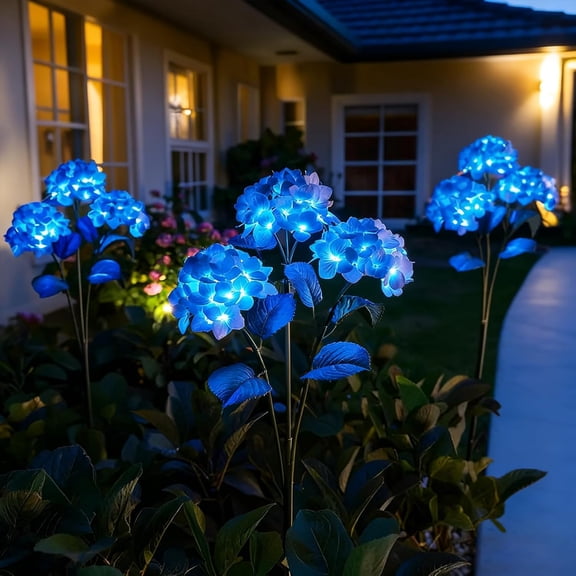 Fairy Hydrangea Lights,Solar Garden Lights Outdoor,LED Hydrangea Flower Lights,10 15H Lighting Time,Twinkling Tree Outdoor Solar Lights for Pathway Patio Yard Decor,1Pcs Blue