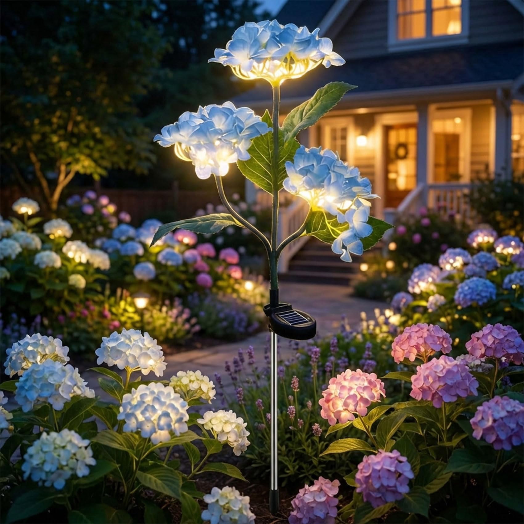 Fairy Hydrangea Solar Lights Outdoor, IP65 Waterproof Colorful LED ...