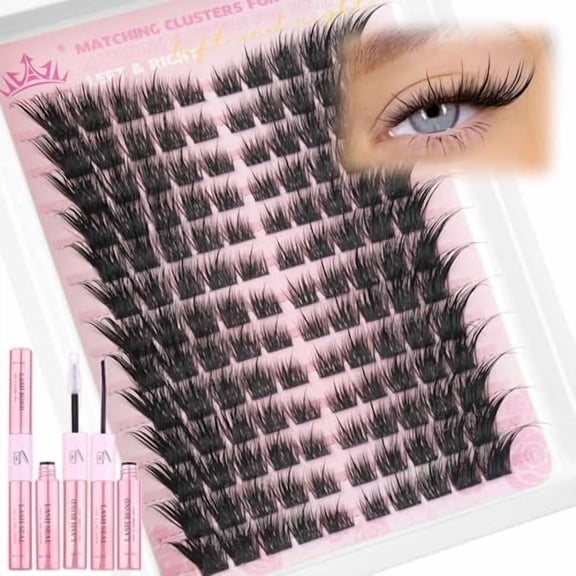 Fairy Lash Clusters Kit Wispy  Eye Lash Extensions Kit  Cluster Eyelash Extensions Kit with Lash Bond and Seal Fox Eye Individual Lashes Kit 7MM-15MM 133 count