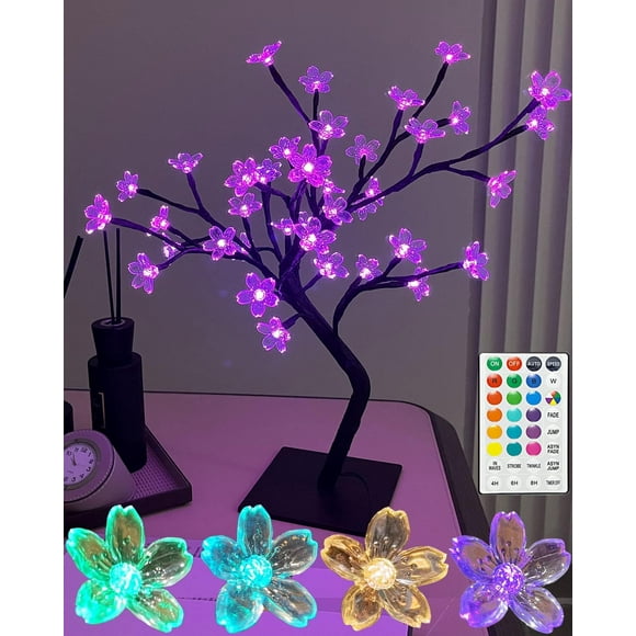 Fairy Light Spirit Tree Lamp Flower Cherry Blossom Bonsai Tree Light Up Twinkling Led Lighted Cool Cute Unique Lamps Night Centerpieces for Bedroom Living Room Table Top Desktop Japanese Decor