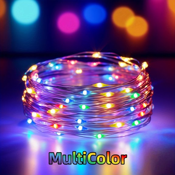 Fairy Light String LED Silver Wire Light String Battery Powered 10/ 20/ 30/ 50/ 100/ 200 LED Christmas Light String Supply for Bedroom Party Holiday Wedding Decoration Gift