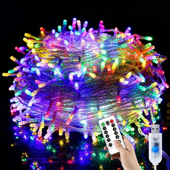 Fairy Lights, 10M 80LED Christmas String Lights with Remote, USB Powered Waterproof Indoor Outdoor Rope Lights for Party Wedding