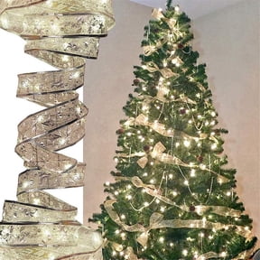 Fairy Lights, 13ft 40 LED Ribbon Christmas Lights, String Lights for Christmas Tree, Waterproof Battery Operated Tree Dazzler Outdoor Christmas Decor (Warm White)