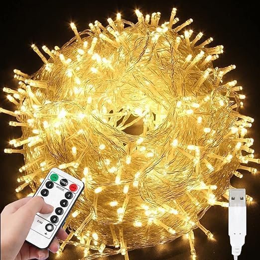 Fairy Lights, 5M 50LED Remote Control+USB LED Christmas LightsOutdoor Waterproof Clear Wire,Indoor Outdoor Rope Fairy String Lights Fairy String Christmas Tree Decorati
