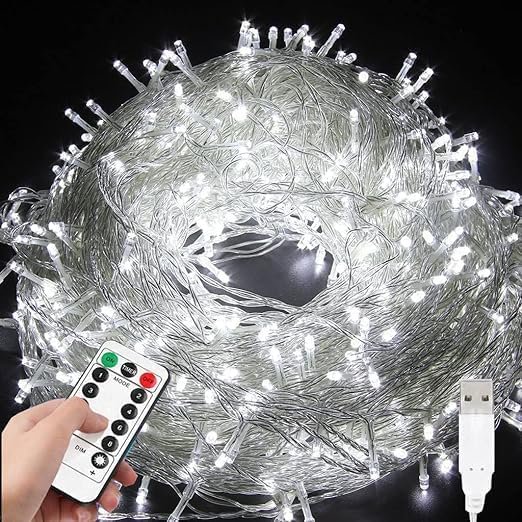 Fairy Lights, 5M 50LED Remote Control+USB LED Christmas LightsOutdoor Waterproof Clear Wire,Indoor Outdoor Rope Fairy String Lights Fairy String Christmas Tree Decorati