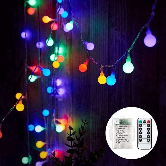Fairy Lights Battery,23Ft 60 LED Globe String Lights with 8 Modes Fairy Light Battery Waterproof for Indoor,Outdoor,Christmas(Multi-Coloured)