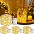 thumbnail image 1 of 4 Pack 16ft 50 LED Fairy Lights Battery Operated with Timer, 8 Modes USB Mini String Lights Waterproof for Tree Wreath Bedroom Party Wedding Decorations, Warm White, 1 of 8
