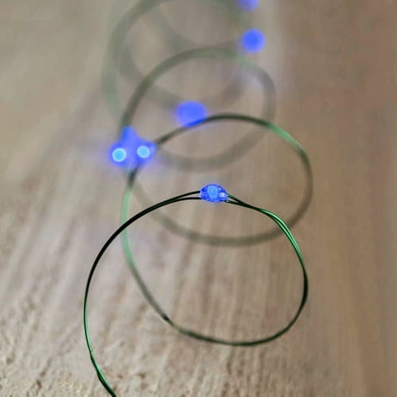 Fairy Lights LED Fairy Lights Battery Operated Green Wire 6 Feet Blue
