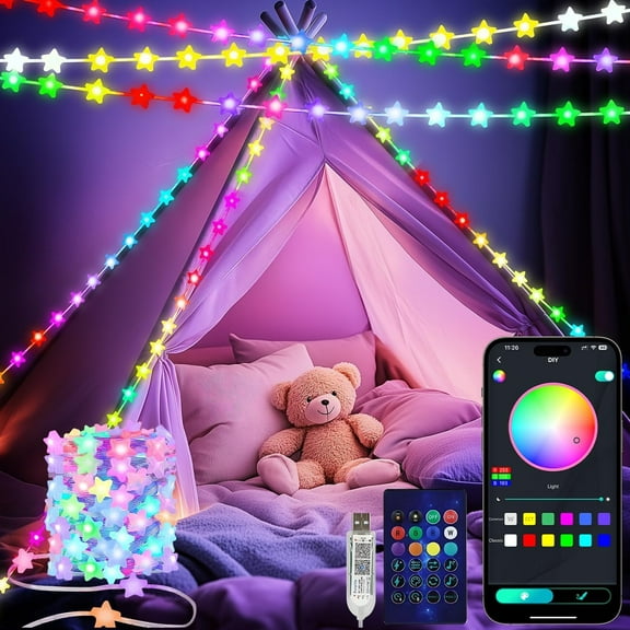 Fairy Lights Plug in 33Ft,16 Million Color Changing String Lights Built in Chip APP & Remote Control DIY Music Sync Twinkle Light for Christmas Decoration Christmas