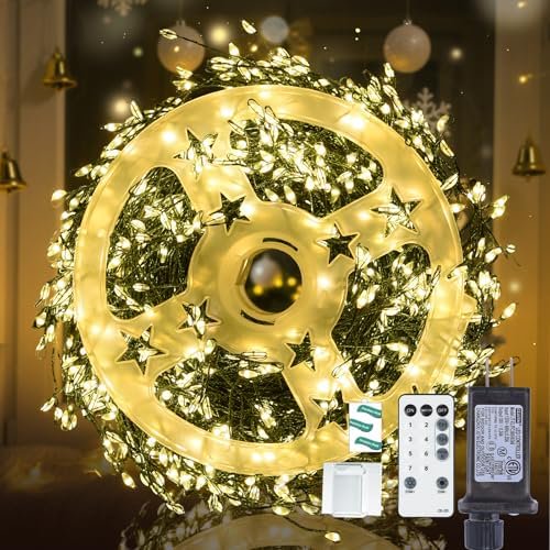 Fairy Lights Plug in, 1000 Led Fairy Lights with Remote 75Ft Warm Light with Timer Long Twinkle Light Waterproof String Light for Bedroom Outdoor Indoor Decorative,Green Wire