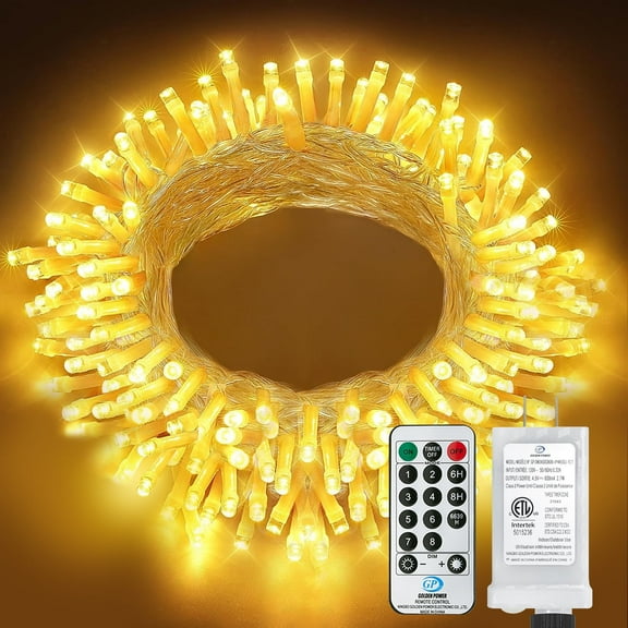 String Lights Mains Powered,120 LED 40ft Fairy Lights Waterproof,with 8 Modes Remote Control Fairy Lights Indoor/Outdoor for Garden,Gazebo,Party,Wedding,Christmas Decorations(Warm White)