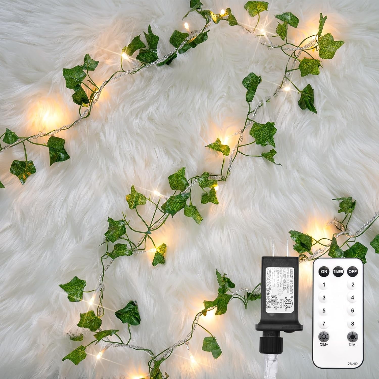 Fairy Lights Plug in, 33ft 100 LED Ivy String Lights Connectable with ...