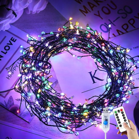 Fairy Lights with Remote - 29.53Ft 300 LED USB Powered Waterproof Starry Cluster Lights, Copper Wire Firecracker String Light for Christmas Tree, Bedroom, Wedding