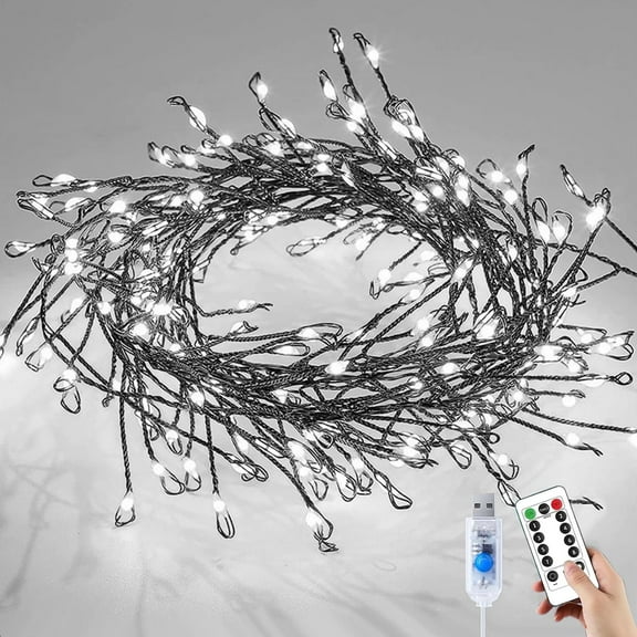 Fairy Lights with Remote - 9.84Ft 100 LED USB Powered Waterproof Starry Cluster Lights, Copper Wire Firecracker String Light for Christmas Tree, Bedroom, Wedding
