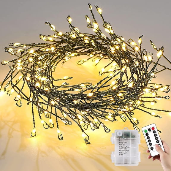 Fairy Lights with Remote - Firecrackers String Lights 16.69Ft 200 LED Waterproof Cluster Christmas Lights, Battery Operated Fire Crackers Garland for Bedroom