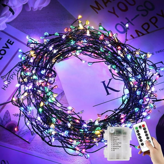 Fairy Lights with Remote - Firecrackers String Lights 9.84Ft 100 LED Waterproof Cluster Christmas Lights, Battery Operated Fire Crackers Garland for Bedroom