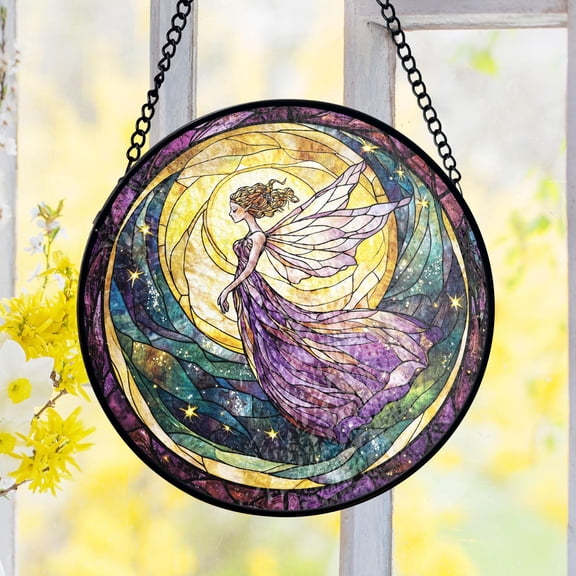 Fairy Lover Gift Stained Glass Suncatcher, Fae Decor Suncatcher, Fantasy Reader Hobby Window Hanging, Daughter Birthday Git