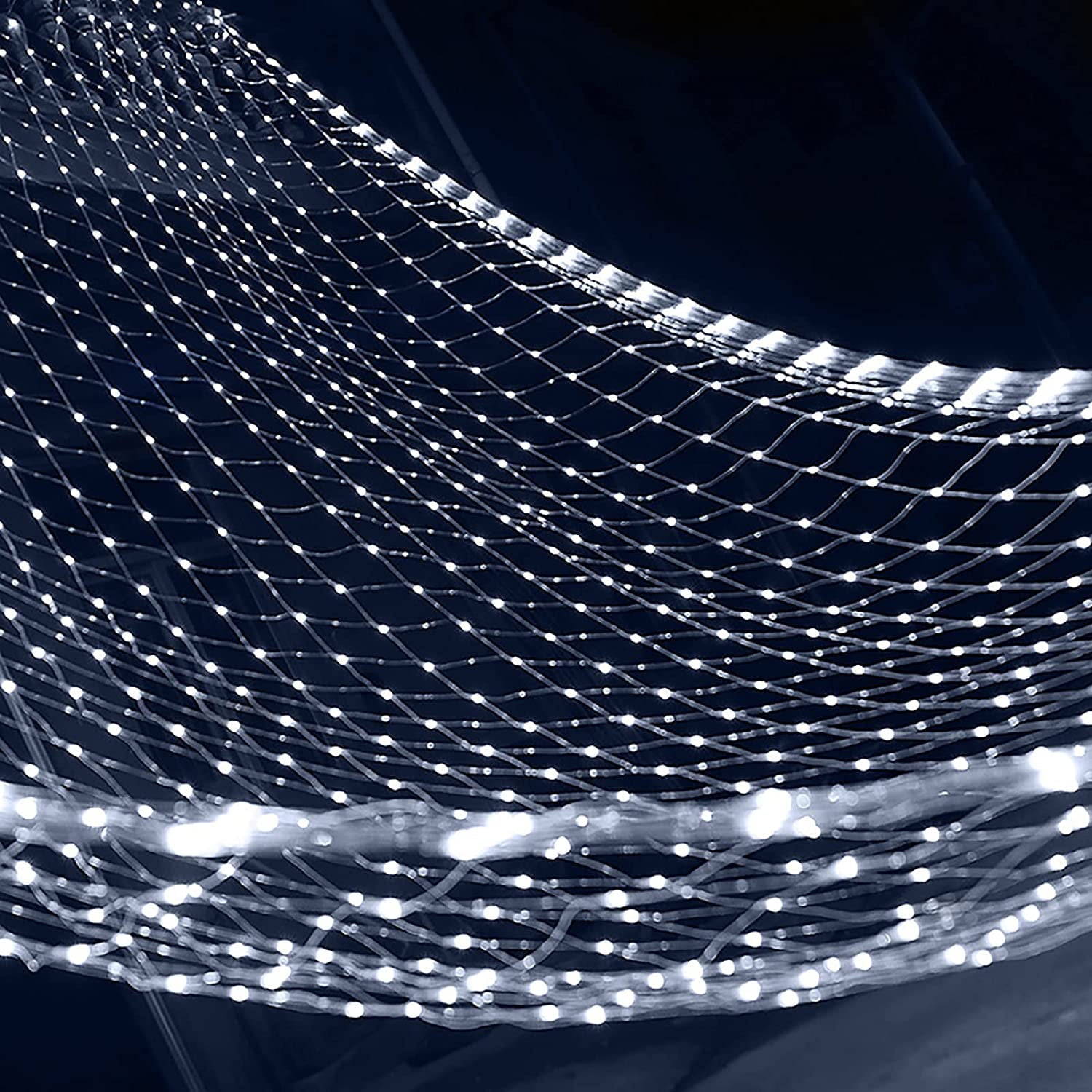 Fairy Mesh Lights Outdoor Connectable 8 Modes Net Light Waterproof Plug String Lights Christmas Net Lights Expandable Garland Lighting for Weddings Bushes Bar Party, Cool White 10ftx6.5ft 200 Led