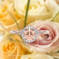 thumbnail image 1 of Fairy Minimalist 1.25 Carat Round Cut Morganite And Diamond Moissanite Engagement Ring, Classic Halo Wedding Ring in 10k Solid Rose Gold, Gift For Her, Promise Ring, Anniversary Gift, 1 of 3
