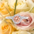 thumbnail image 1 of Fairy Minimalist 1.25 Carat Round Cut Morganite And Diamond Moissanite Engagement Ring, Classic Halo Wedding Ring In 925 Sterling Silver With 18K White Gold Plating Gift For Her, Promise Ring, 1 of 3