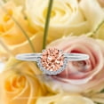 thumbnail image 1 of Fairy Minimalist 1.25 Carat Round Cut Morganite And Diamond Moissanite Engagement Ring Wedding Ring in 925 Sterling Silver With Plain 18k White Gold Plating Shank Gift For Her, Promise Ring, 1 of 3