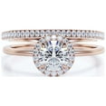 thumbnail image 1 of Fairy Minimalist 1.75 Carat Round Cut Diamond Moissanite Engagement Ring, Classic Halo Wedding Ring in 925 Sterling Silver With 18k Rose Gold Plating Gift For Her, Promise Ring, One Matching Band, 1 of 3