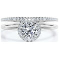 thumbnail image 1 of Fairy Minimalist 1.75 Carat Round Cut Diamond Moissanite Engagement Ring, Classic Halo Wedding Ring in 925 Sterling Silver With 18k White Gold Plating Gift For Her, Promise Ring, One Matching Band, 1 of 3