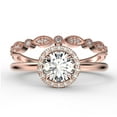 thumbnail image 1 of Fairy Minimalist 1.75 Carat Round Cut Diamond Moissanite Engagement Ring, Classic Halo Wedding Ring In 10K Solid Rose Gold, Gift For Her, Anniversary Gift, One Matching Band, Bridal Set, 1 of 4